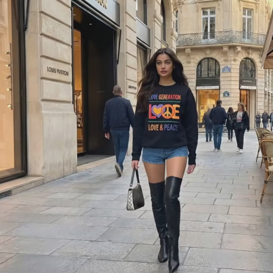 S-012 / 8.5 oz Unisex Premium Sweatshirt Masatonia "Love & Peace"