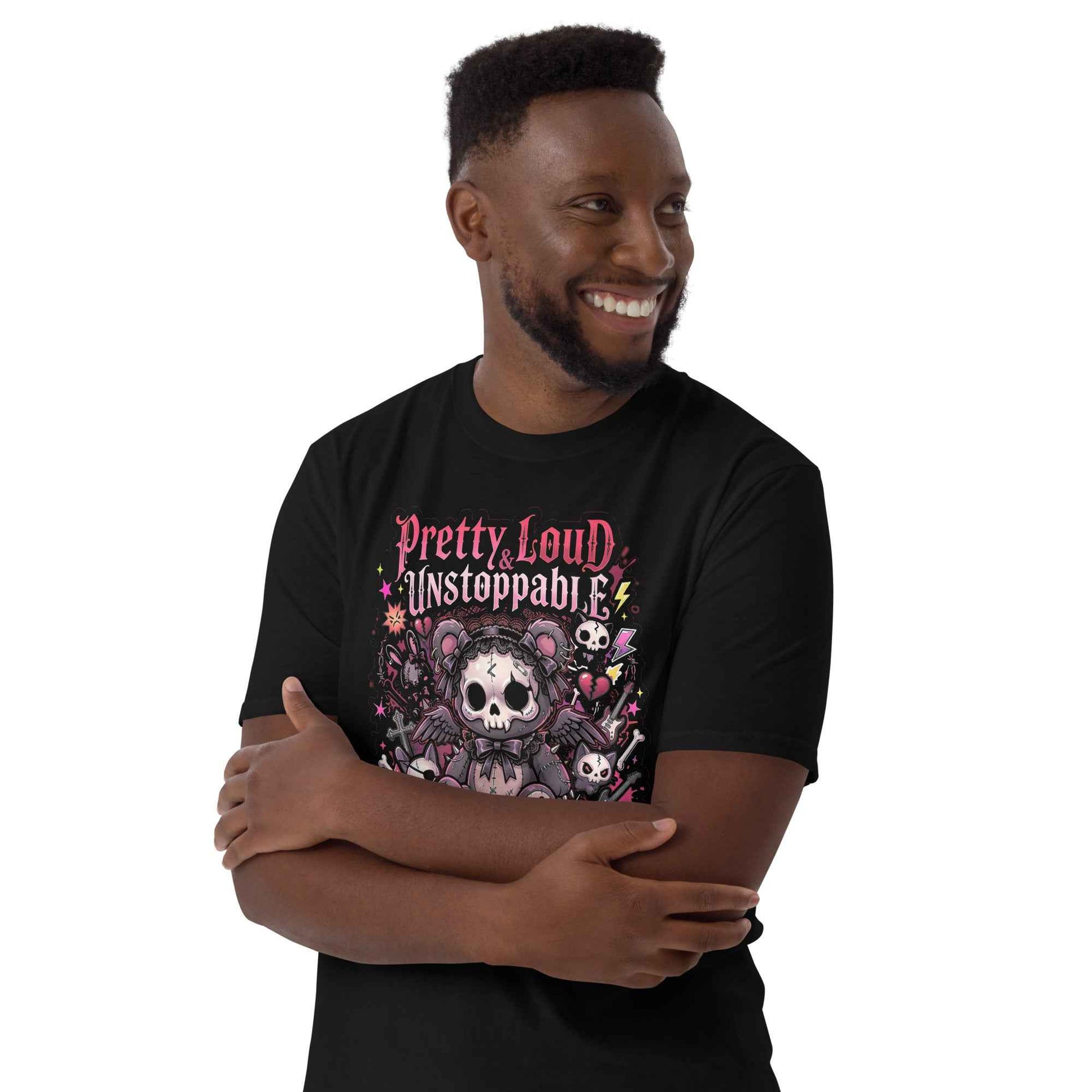 Pretty Loud & Unstoppable Skull Teddy Punk T-Shirt - Gothic Cute Rock Graphic | Alternative Streetwear Unisex Tee