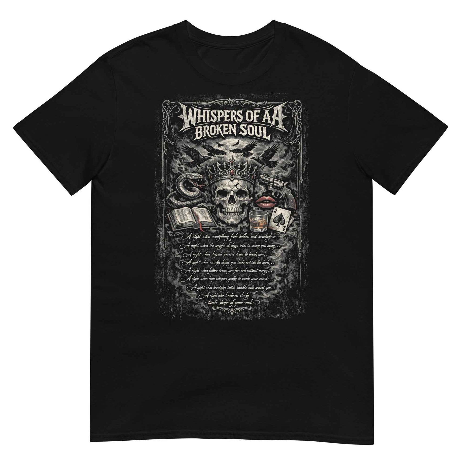 Whispers of a Broken Soul Gothic Rock T-Shirt - Dark Skull Design | Premium Cotton