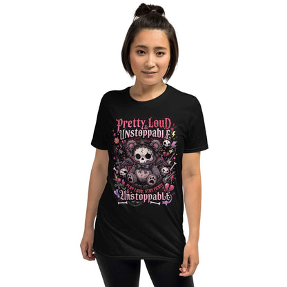 Pretty Loud & Unstoppable Skull Teddy Punk T-Shirt - Gothic Cute Rock Graphic | Alternative Streetwear Unisex Tee