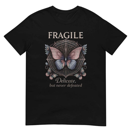 Fragile Gothic Butterfly Etching Graphic T-Shirt – Dark Romantic Spiderweb Streetwear
