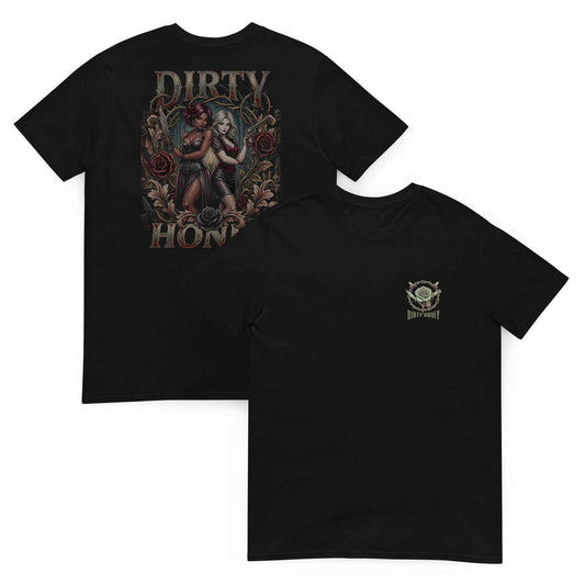 DIRTY HONEY Gothic Rose T-Shirt | Tattoo Back Print | Dark Streetwear Alternative Fashion
