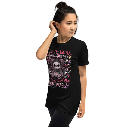 Pretty Loud & Unstoppable Skull Teddy Punk T-Shirt - Gothic Cute Rock Graphic | Alternative Streetwear Unisex Tee