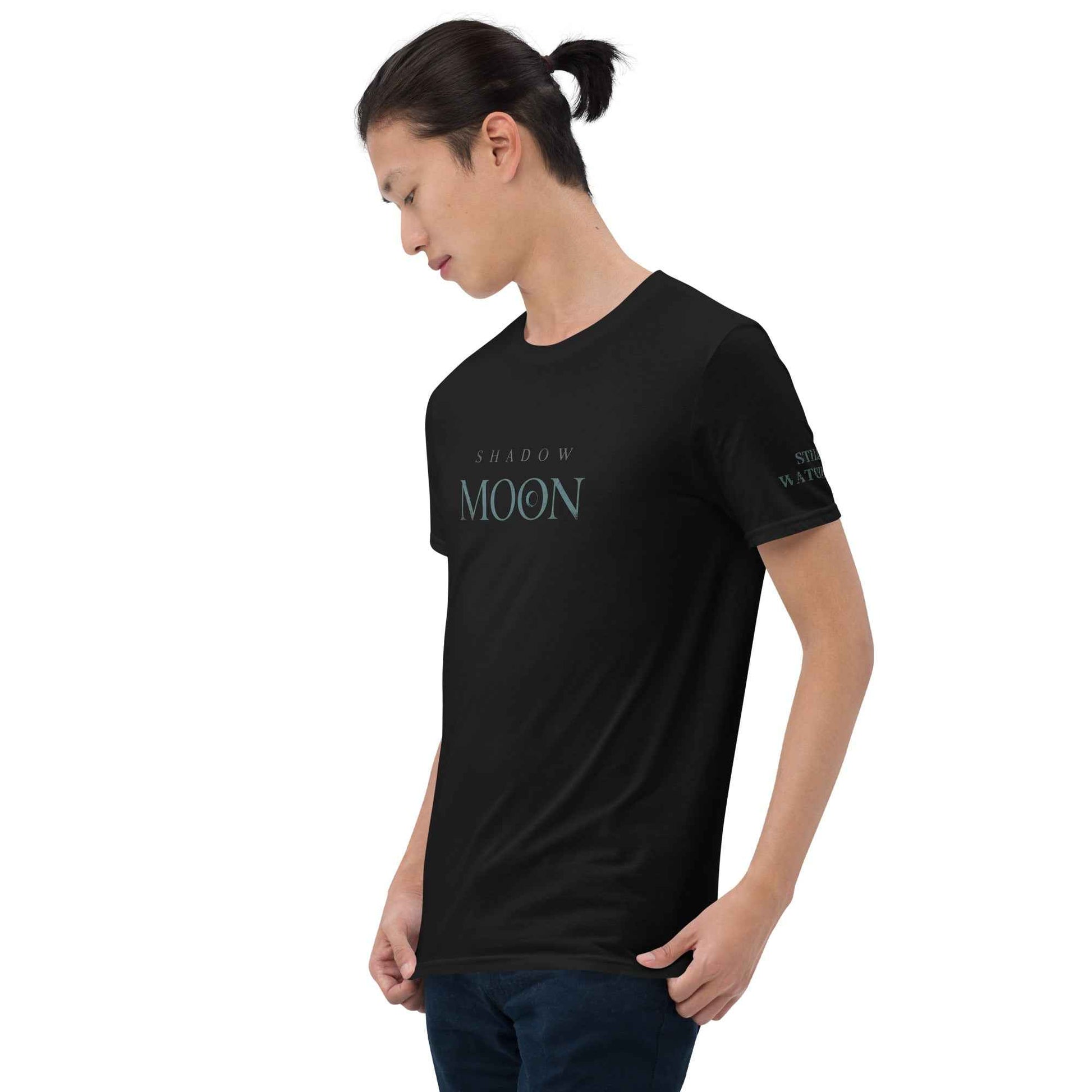 Shadow Moon Black Graphic T-Shirt - Gothic Occult Streetwear | Multi-Print Front, Back & Sleeve Design