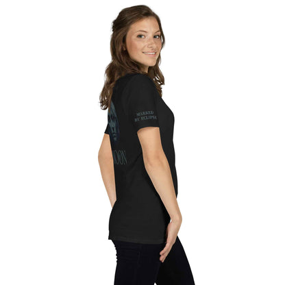 Shadow Moon Black Graphic T-Shirt - Gothic Occult Streetwear | Multi-Print Front, Back & Sleeve Design