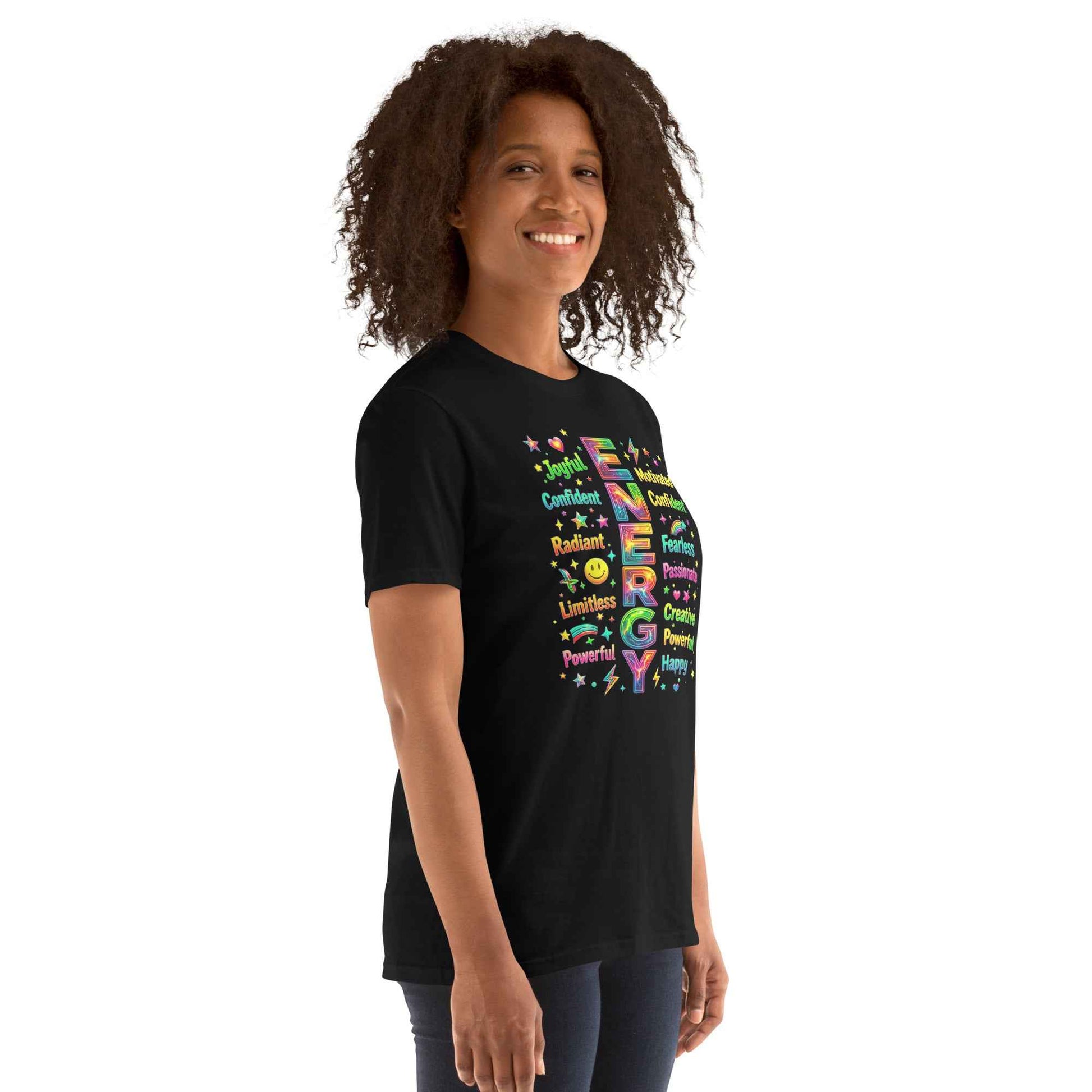 T-043-B  Positive Energy Typography T-Shirt - Motivational Word Art | Premium Cotton