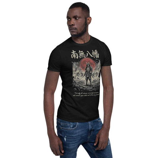 Namu Hachiman Samurai T-Shirt - Bushido Blood Moon Warrior | Premium Cotton