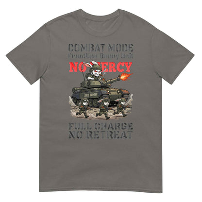 Combat Mode Bunny T-Shirt - Frontline Bunny Unit Military Graphic | Streetwear Rabbit Tank Design