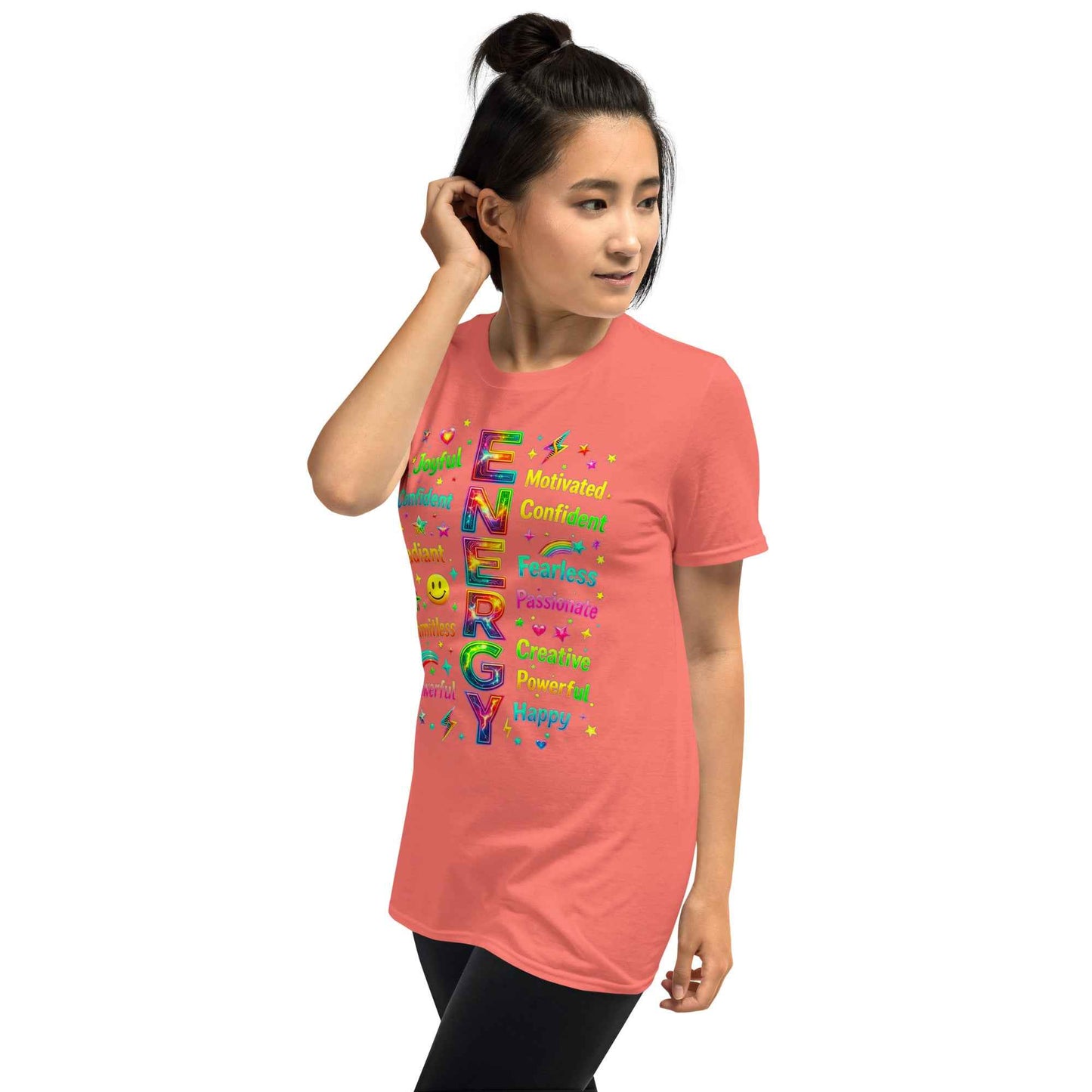 T-043-B  Positive Energy Typography T-Shirt - Motivational Word Art | Premium Cotton