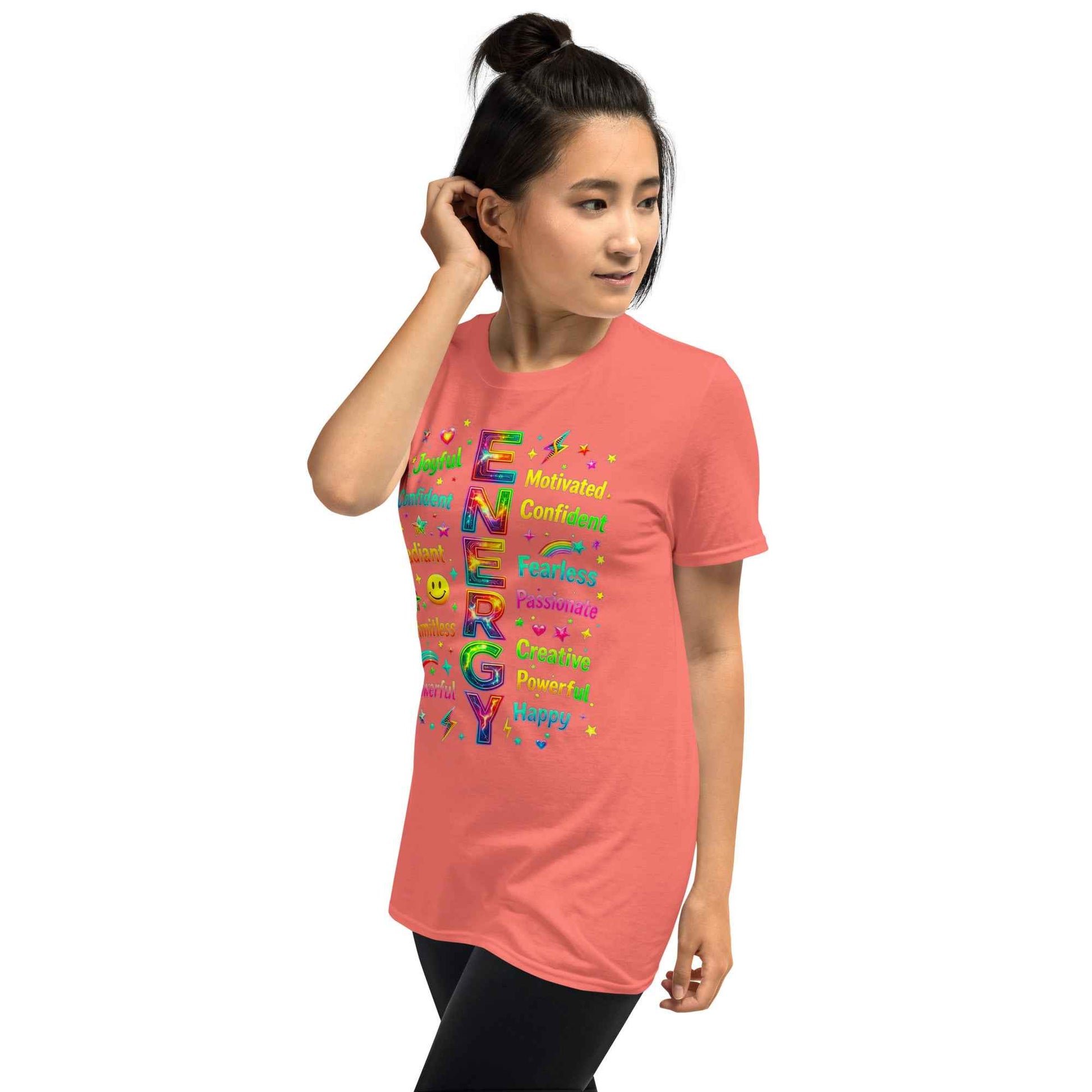 T-043-B  Positive Energy Typography T-Shirt - Motivational Word Art | Premium Cotton