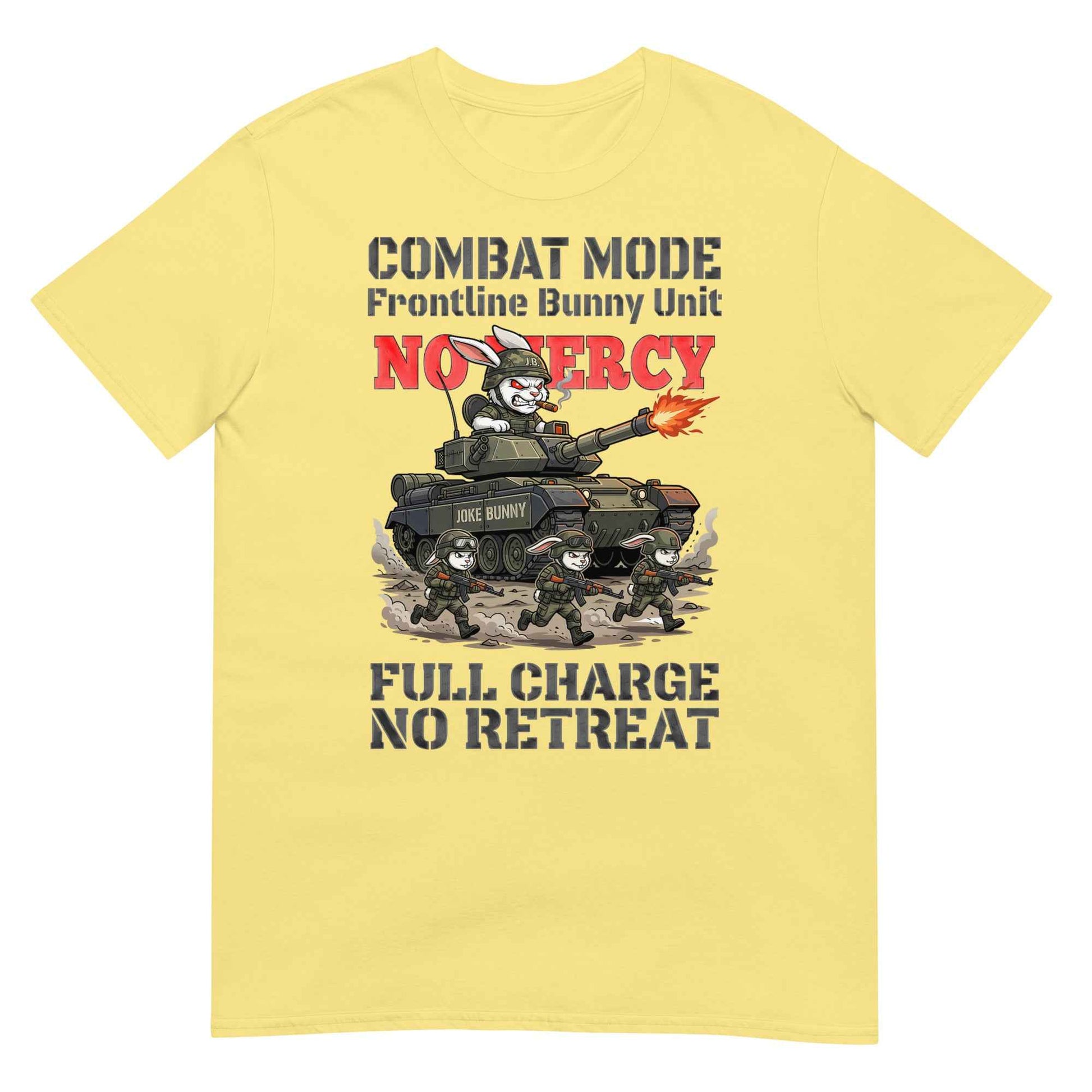 Combat Mode Bunny T-Shirt - Frontline Bunny Unit Military Graphic | Streetwear Rabbit Tank Design