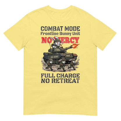 Combat Mode Bunny T-Shirt - Frontline Bunny Unit Military Graphic | Streetwear Rabbit Tank Design