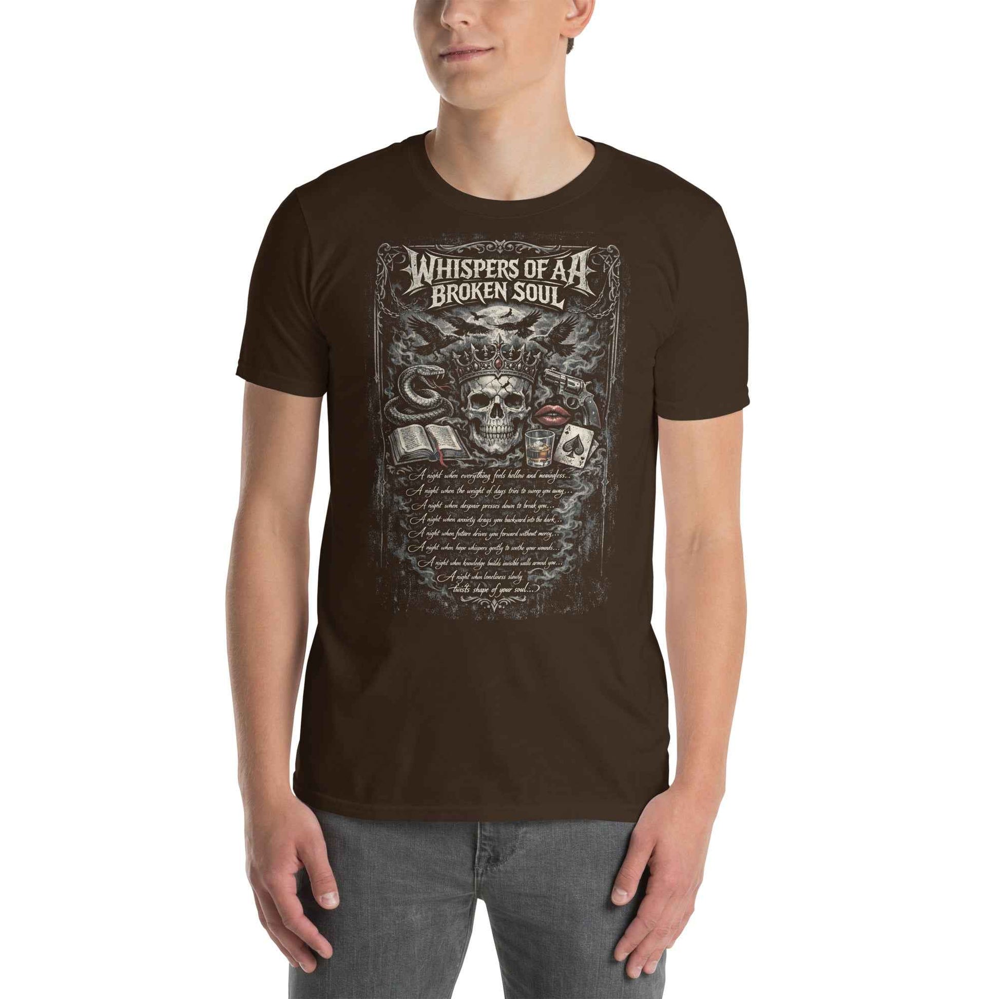 Whispers of a Broken Soul Gothic Rock T-Shirt - Dark Skull Design | Premium Cotton