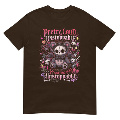 Pretty Loud & Unstoppable Skull Teddy Punk T-Shirt - Gothic Cute Rock Graphic | Alternative Streetwear Unisex Tee