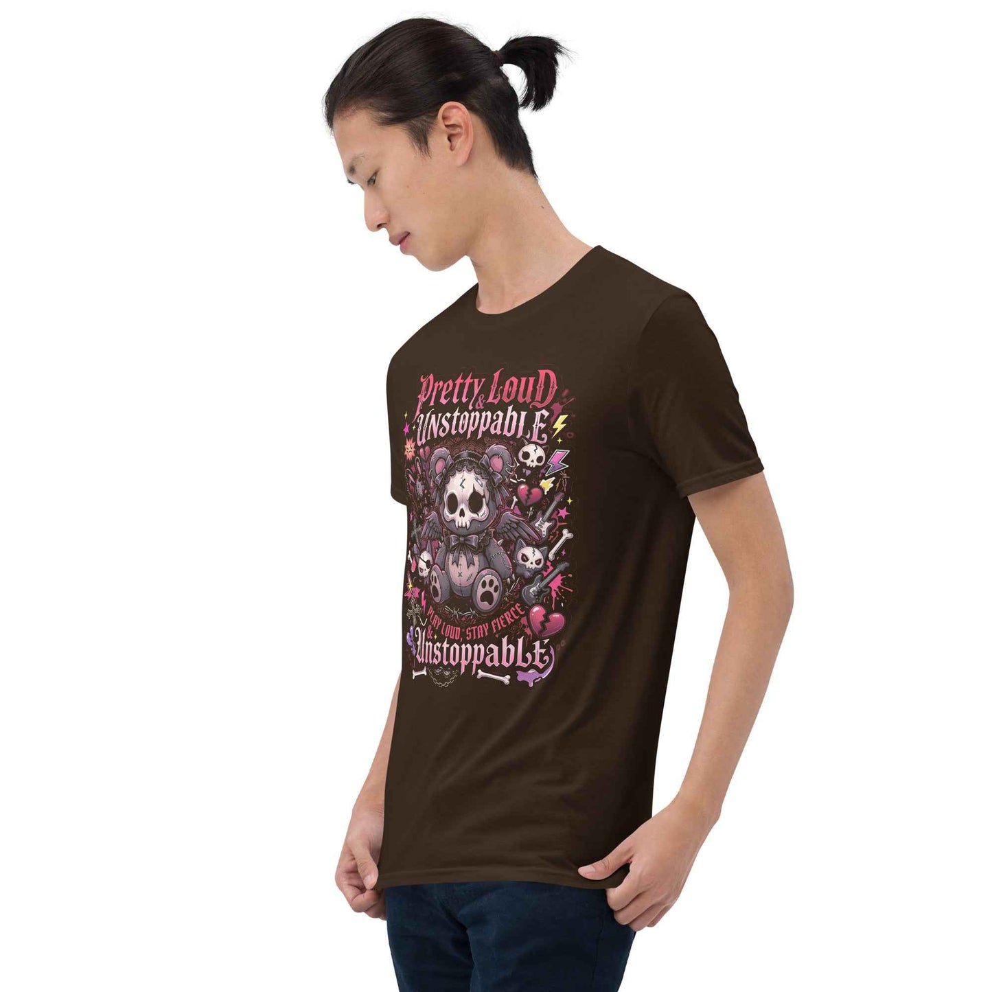 Pretty Loud & Unstoppable Skull Teddy Punk T-Shirt - Gothic Cute Rock Graphic | Alternative Streetwear Unisex Tee