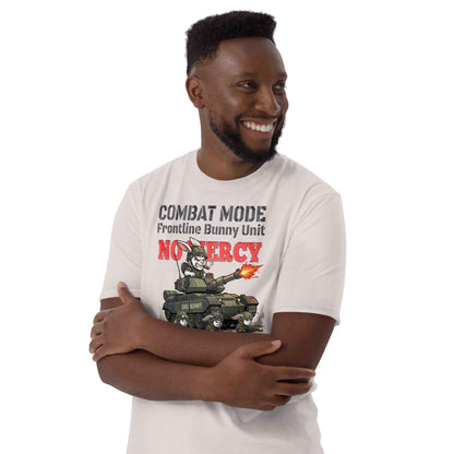 Combat Mode Bunny T-Shirt - Frontline Bunny Unit Military Graphic | Streetwear Rabbit Tank Design