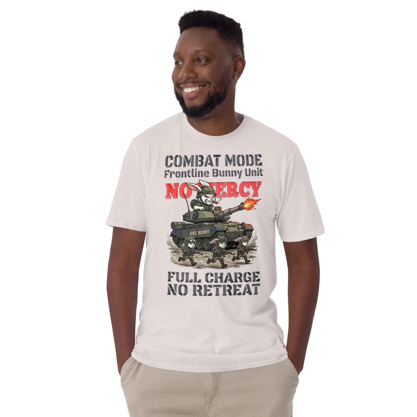 Combat Mode Bunny T-Shirt - Frontline Bunny Unit Military Graphic | Streetwear Rabbit Tank Design