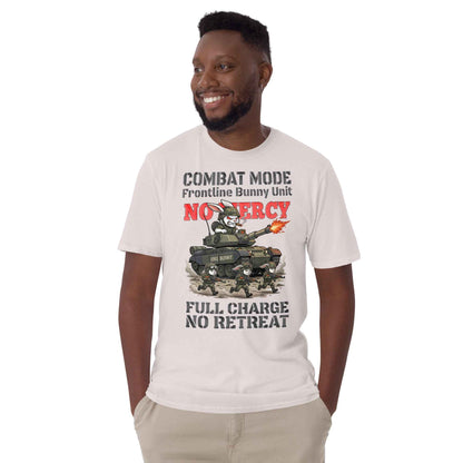 Combat Mode Bunny T-Shirt - Frontline Bunny Unit Military Graphic | Streetwear Rabbit Tank Design