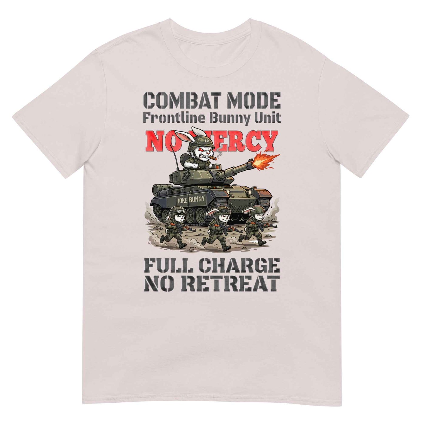 Combat Mode Bunny T-Shirt - Frontline Bunny Unit Military Graphic | Streetwear Rabbit Tank Design