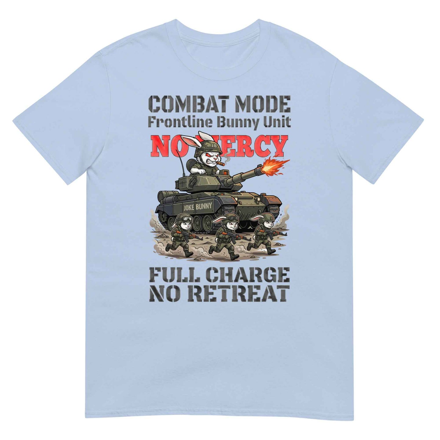 Combat Mode Bunny T-Shirt - Frontline Bunny Unit Military Graphic | Streetwear Rabbit Tank Design