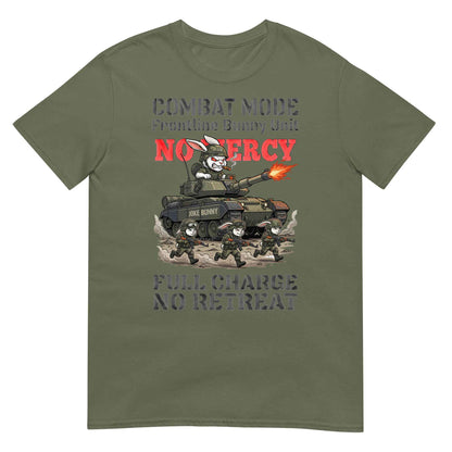 Combat Mode Bunny T-Shirt - Frontline Bunny Unit Military Graphic | Streetwear Rabbit Tank Design