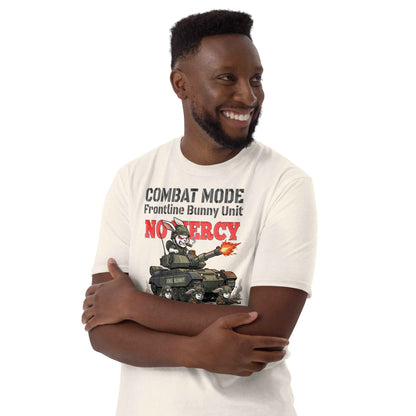 Combat Mode Bunny T-Shirt - Frontline Bunny Unit Military Graphic | Streetwear Rabbit Tank Design
