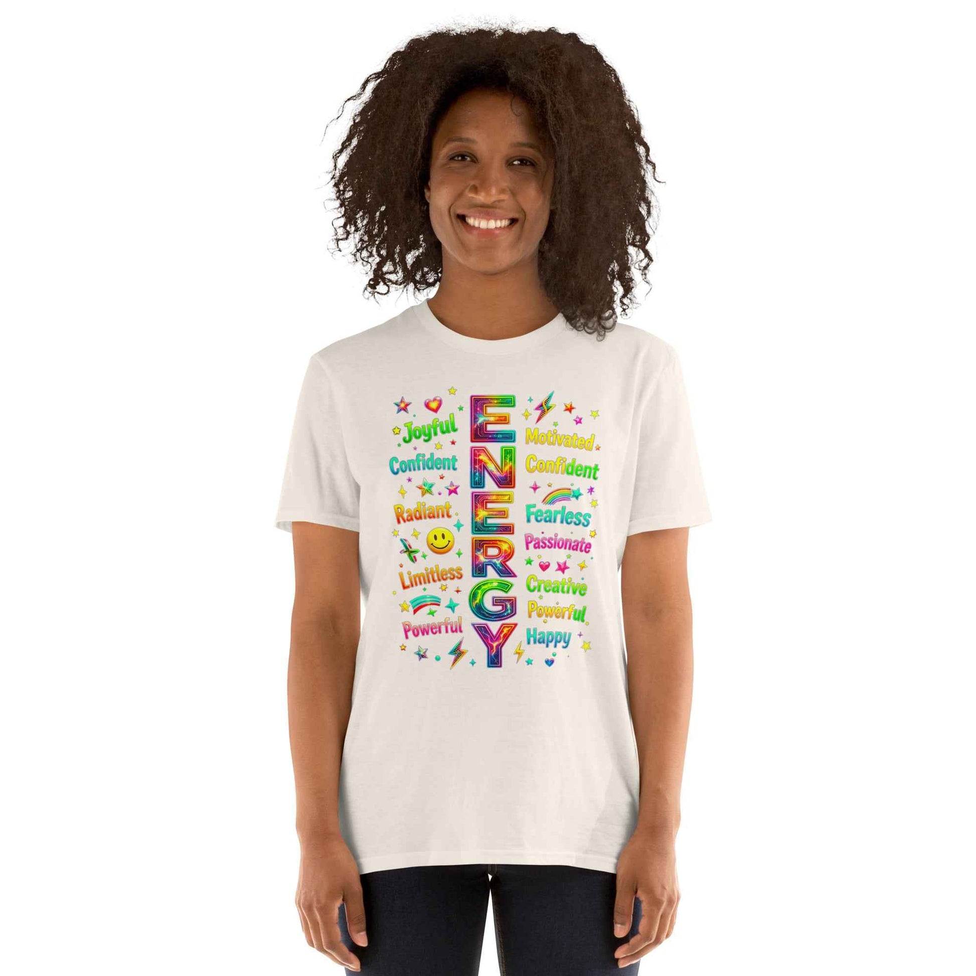 T-043-B  Positive Energy Typography T-Shirt - Motivational Word Art | Premium Cotton