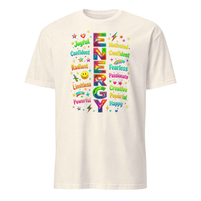 T-043-B  Positive Energy Typography T-Shirt - Motivational Word Art | Premium Cotton