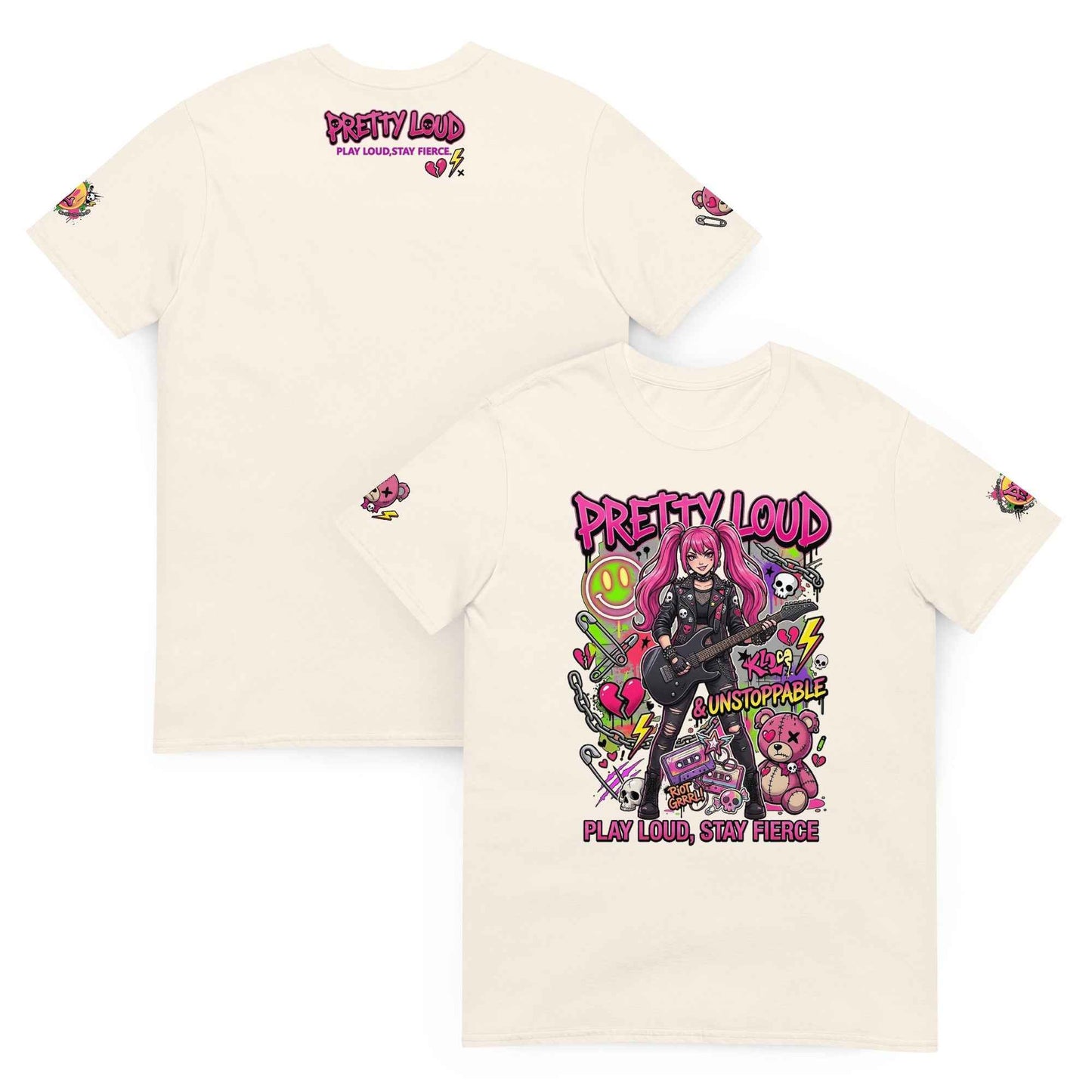 Louder Than Rules – Punk Girl Electric Guitar Graphic T-Shirt | Rock Rebel Streetwear Tee | Masatonia