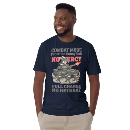 Combat Mode Bunny T-Shirt - Frontline Bunny Unit Military Graphic | Streetwear Rabbit Tank Design