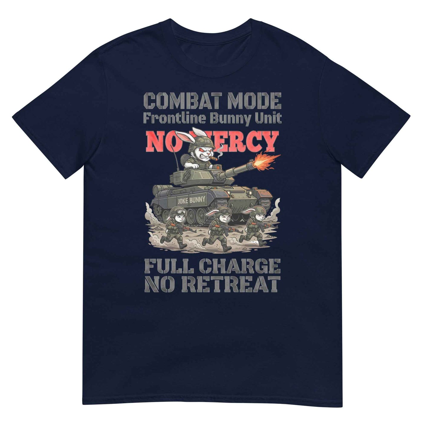 Combat Mode Bunny T-Shirt - Frontline Bunny Unit Military Graphic | Streetwear Rabbit Tank Design