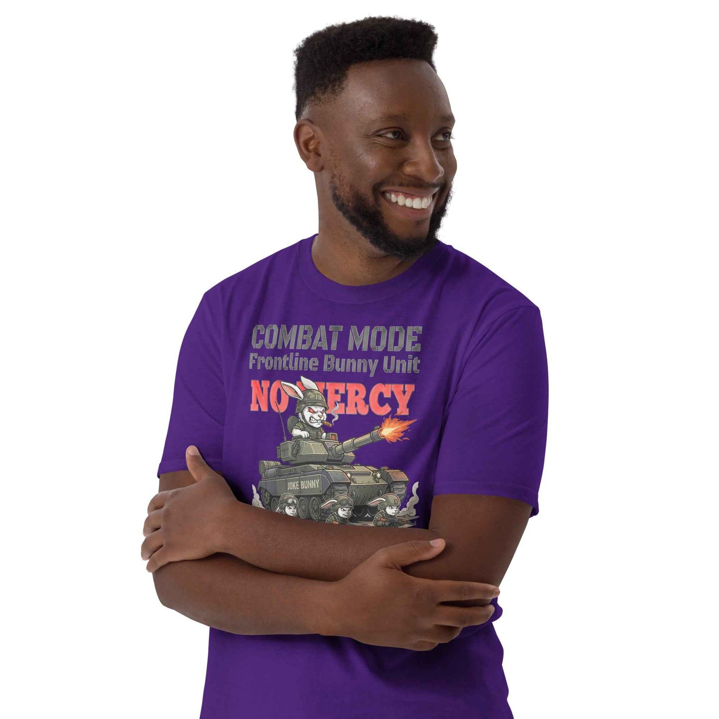Combat Mode Bunny T-Shirt - Frontline Bunny Unit Military Graphic | Streetwear Rabbit Tank Design