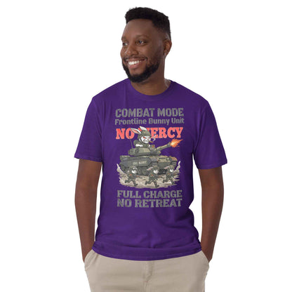 Combat Mode Bunny T-Shirt - Frontline Bunny Unit Military Graphic | Streetwear Rabbit Tank Design