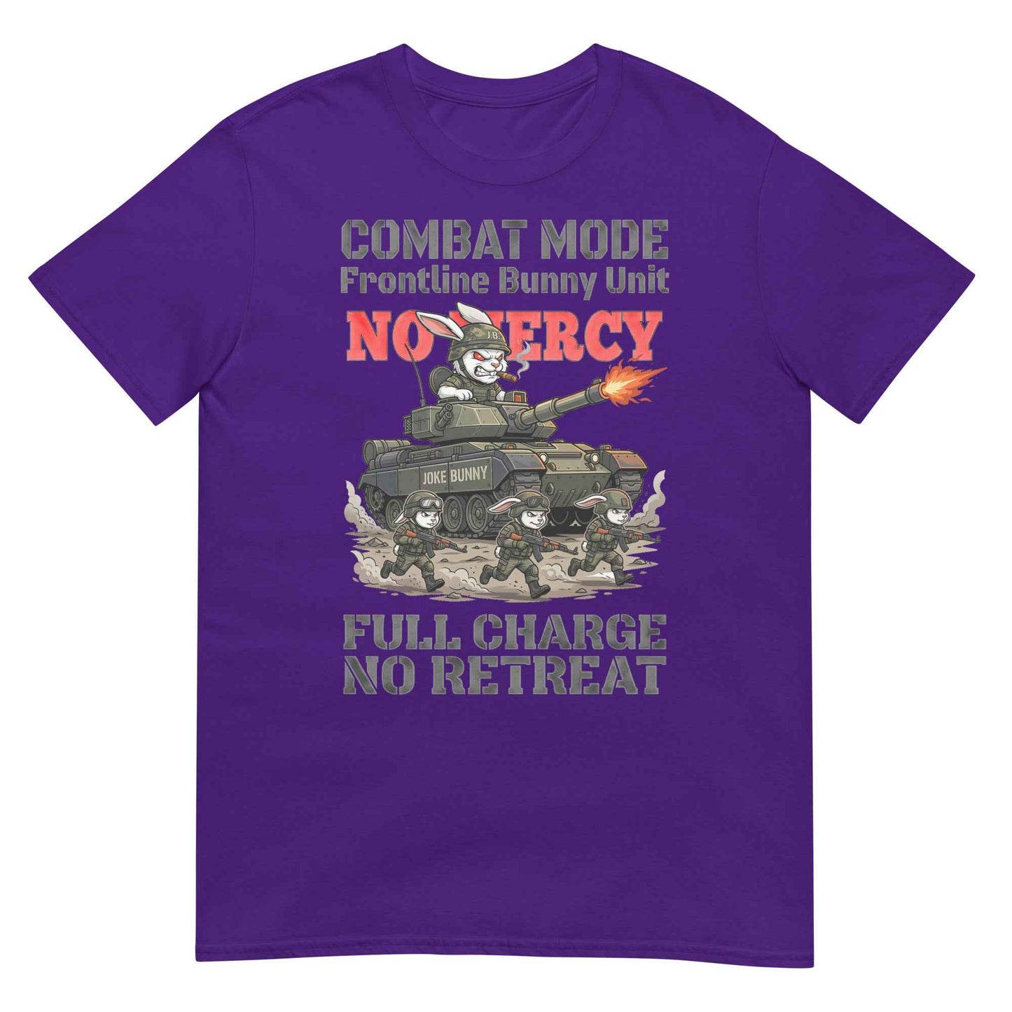 Combat Mode Bunny T-Shirt - Frontline Bunny Unit Military Graphic | Streetwear Rabbit Tank Design