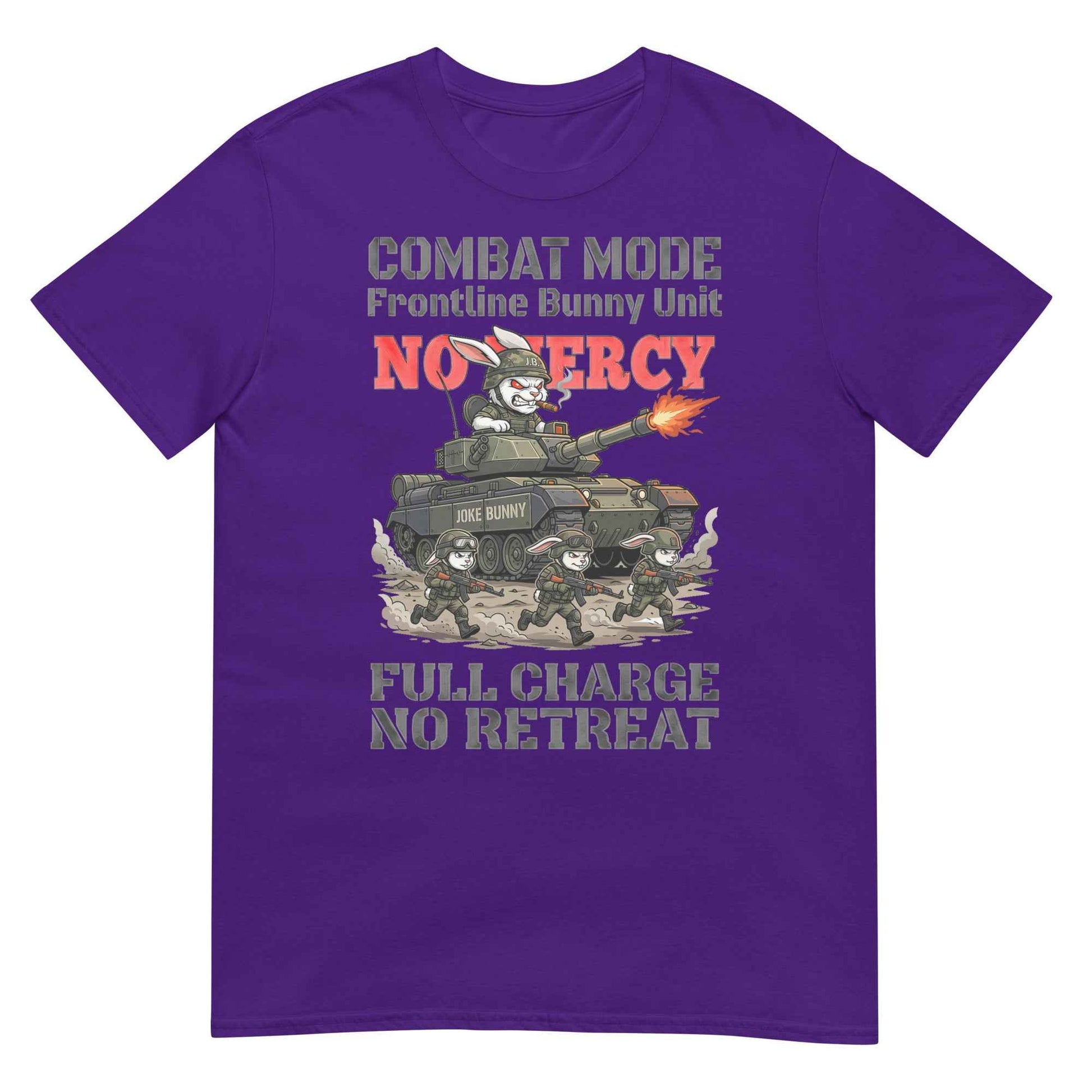 Combat Mode Bunny T-Shirt - Frontline Bunny Unit Military Graphic | Streetwear Rabbit Tank Design
