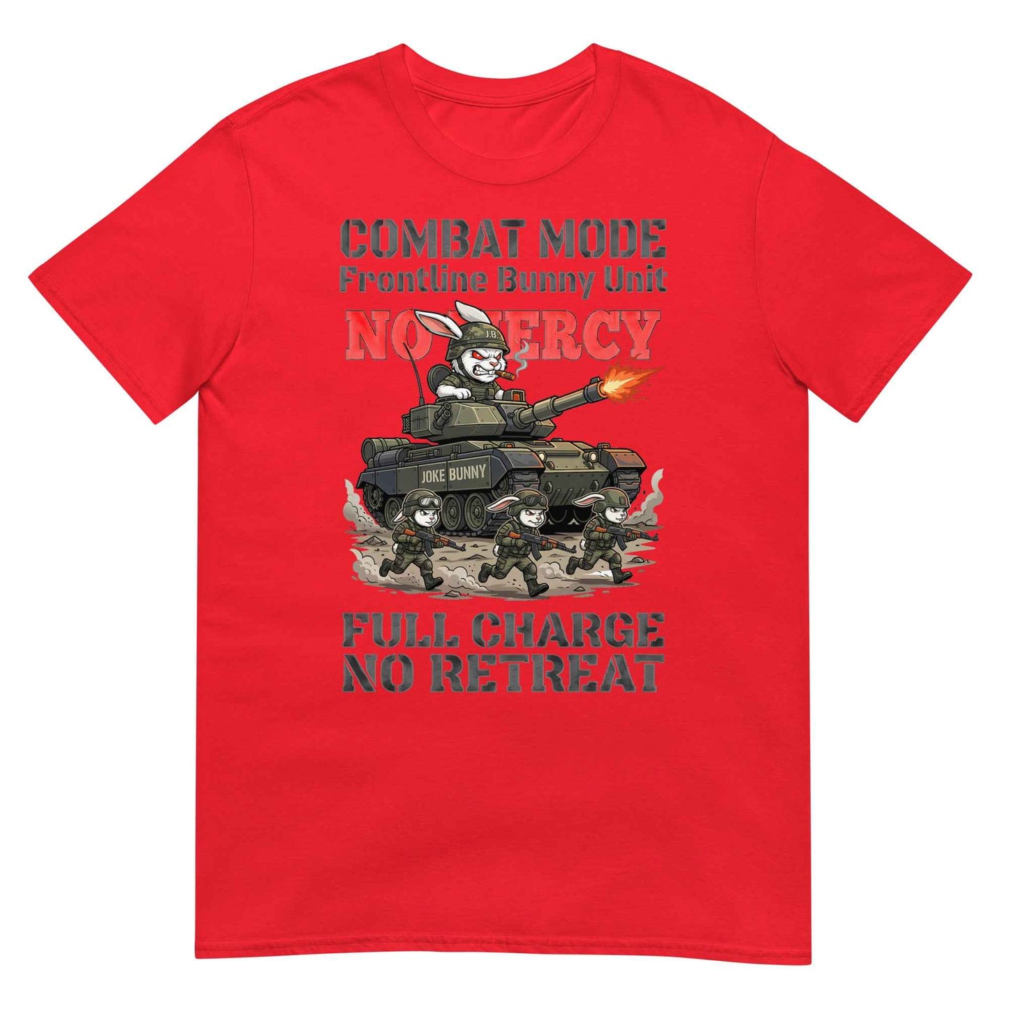 Combat Mode Bunny T-Shirt - Frontline Bunny Unit Military Graphic | Streetwear Rabbit Tank Design