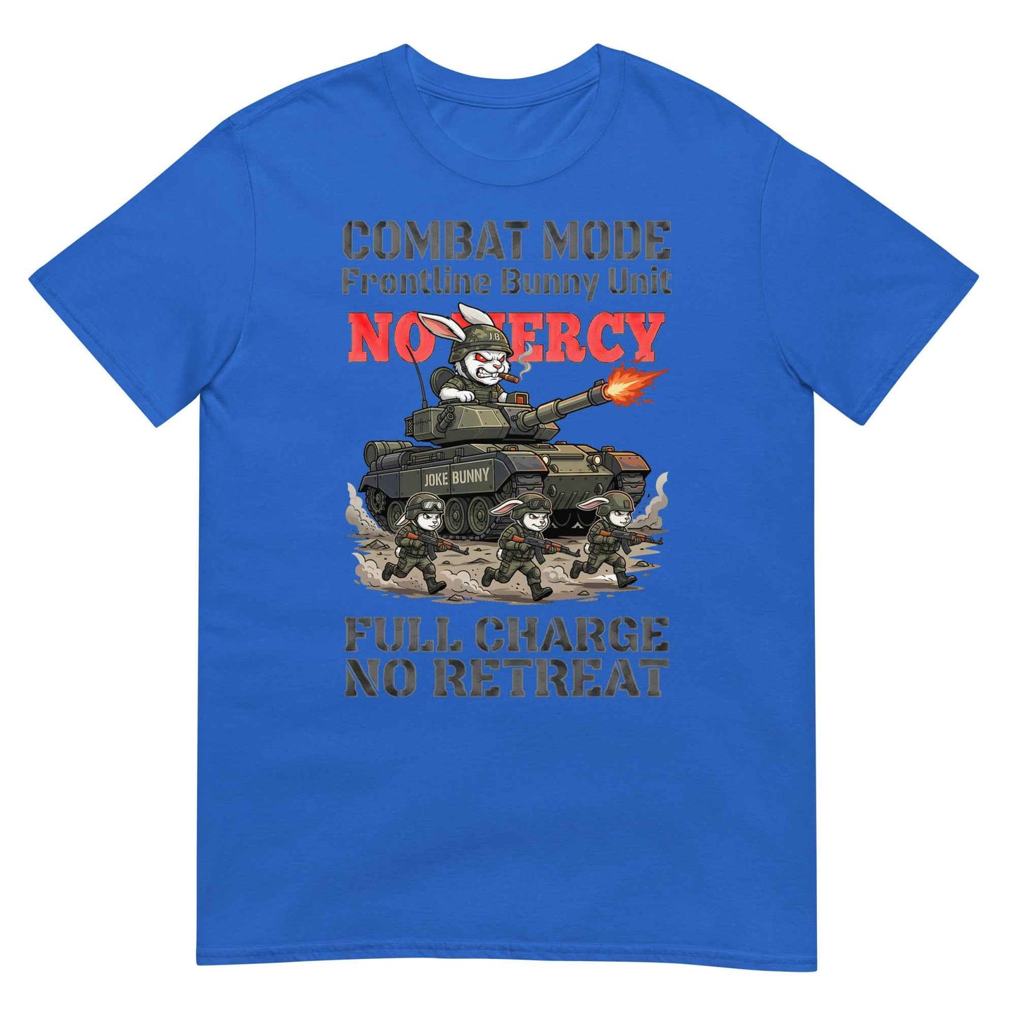 Combat Mode Bunny T-Shirt - Frontline Bunny Unit Military Graphic | Streetwear Rabbit Tank Design