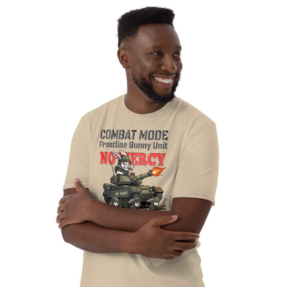Combat Mode Bunny T-Shirt - Frontline Bunny Unit Military Graphic | Streetwear Rabbit Tank Design