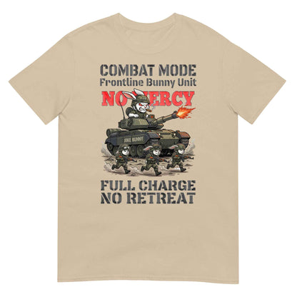 Combat Mode Bunny T-Shirt - Frontline Bunny Unit Military Graphic | Streetwear Rabbit Tank Design