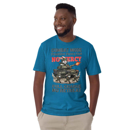 Combat Mode Bunny T-Shirt - Frontline Bunny Unit Military Graphic | Streetwear Rabbit Tank Design