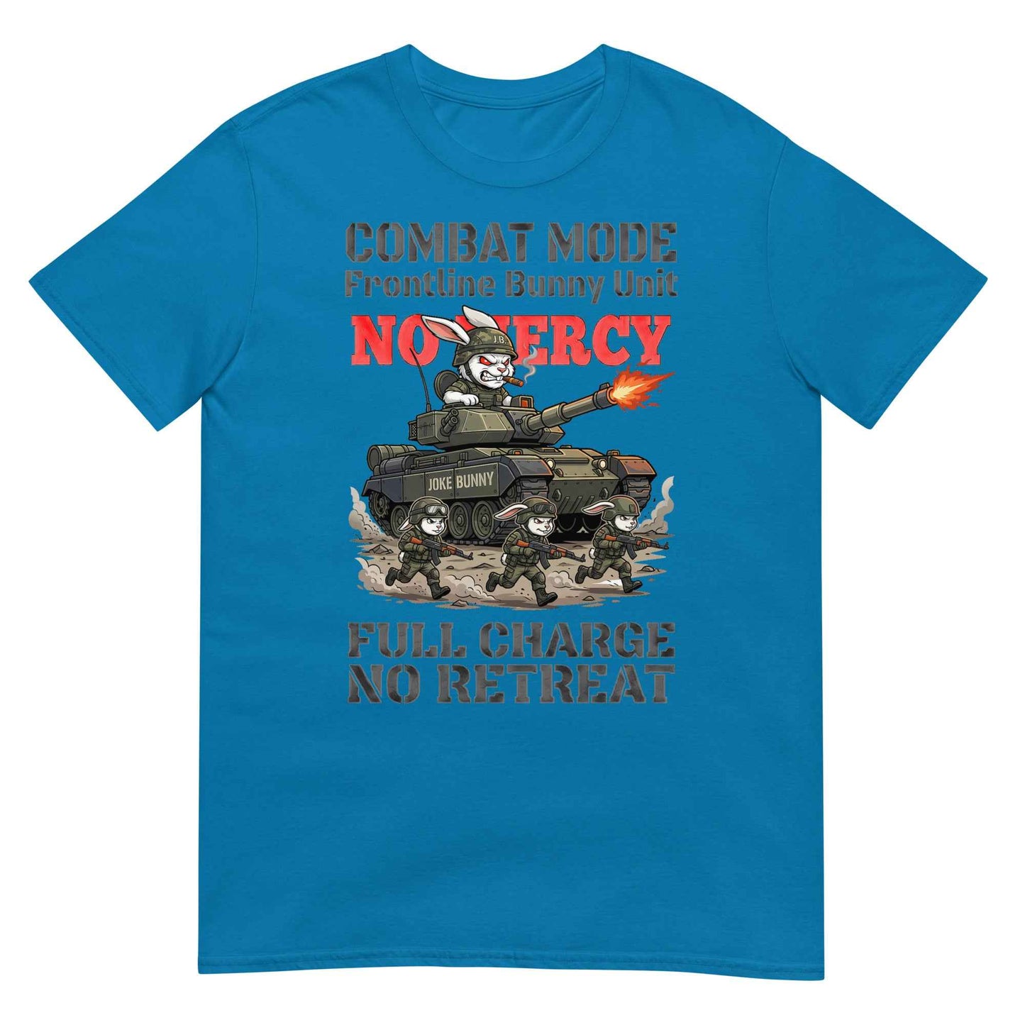 Combat Mode Bunny T-Shirt - Frontline Bunny Unit Military Graphic | Streetwear Rabbit Tank Design