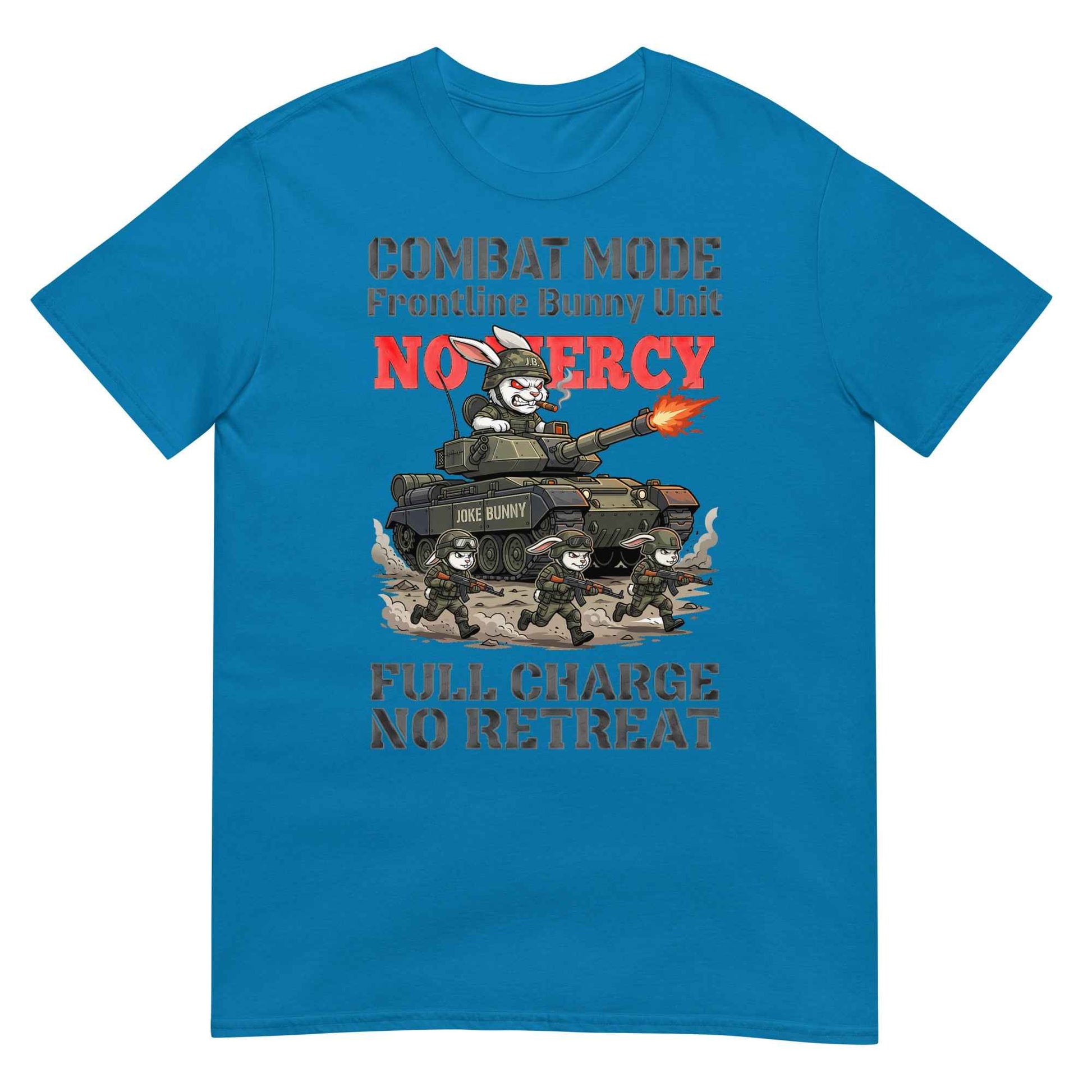 Combat Mode Bunny T-Shirt - Frontline Bunny Unit Military Graphic | Streetwear Rabbit Tank Design