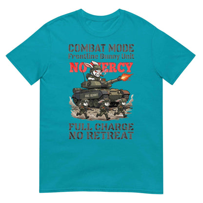 Combat Mode Bunny T-Shirt - Frontline Bunny Unit Military Graphic | Streetwear Rabbit Tank Design