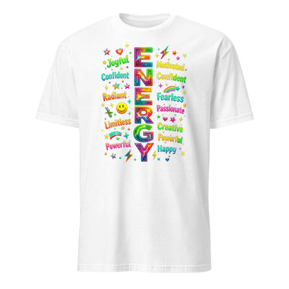 T-043-B  Positive Energy Typography T-Shirt - Motivational Word Art | Premium Cotton