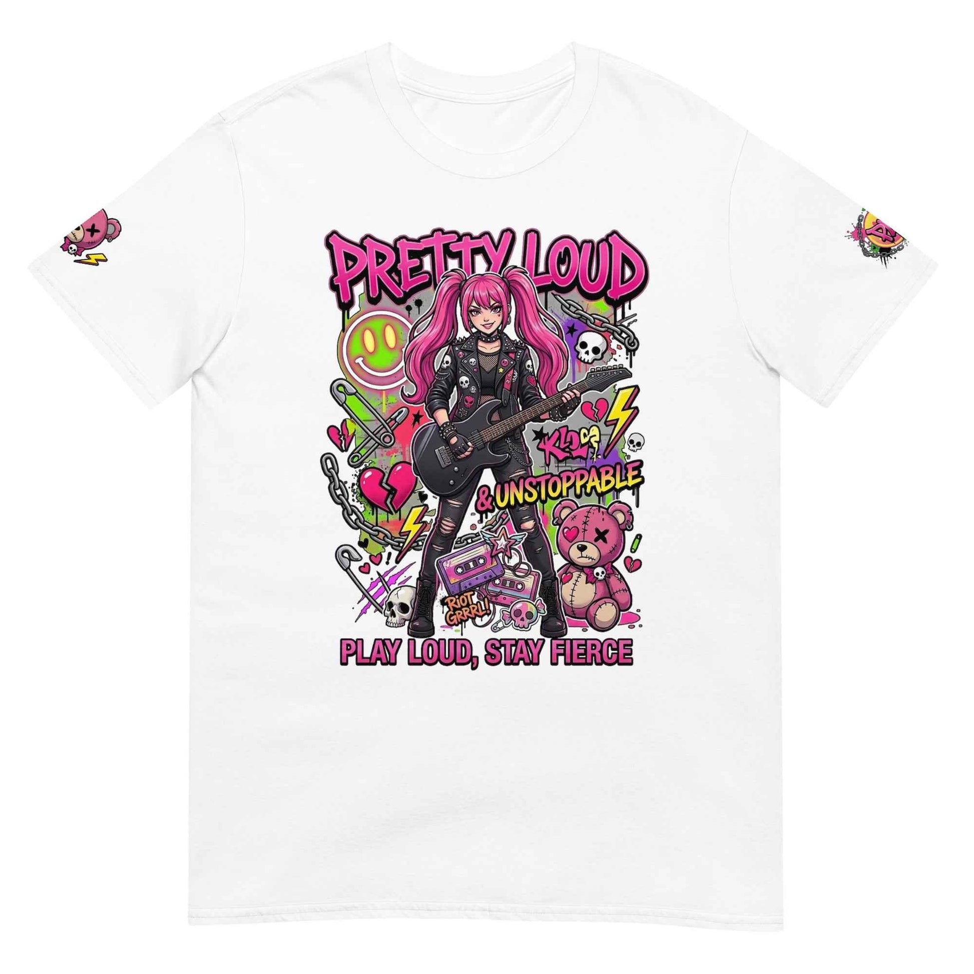 Louder Than Rules – Punk Girl Electric Guitar Graphic T-Shirt | Rock Rebel Streetwear Tee | Masatonia
