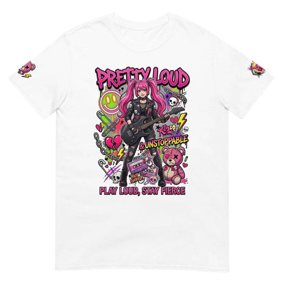 Louder Than Rules – Punk Girl Electric Guitar Graphic T-Shirt | Rock Rebel Streetwear Tee | Masatonia