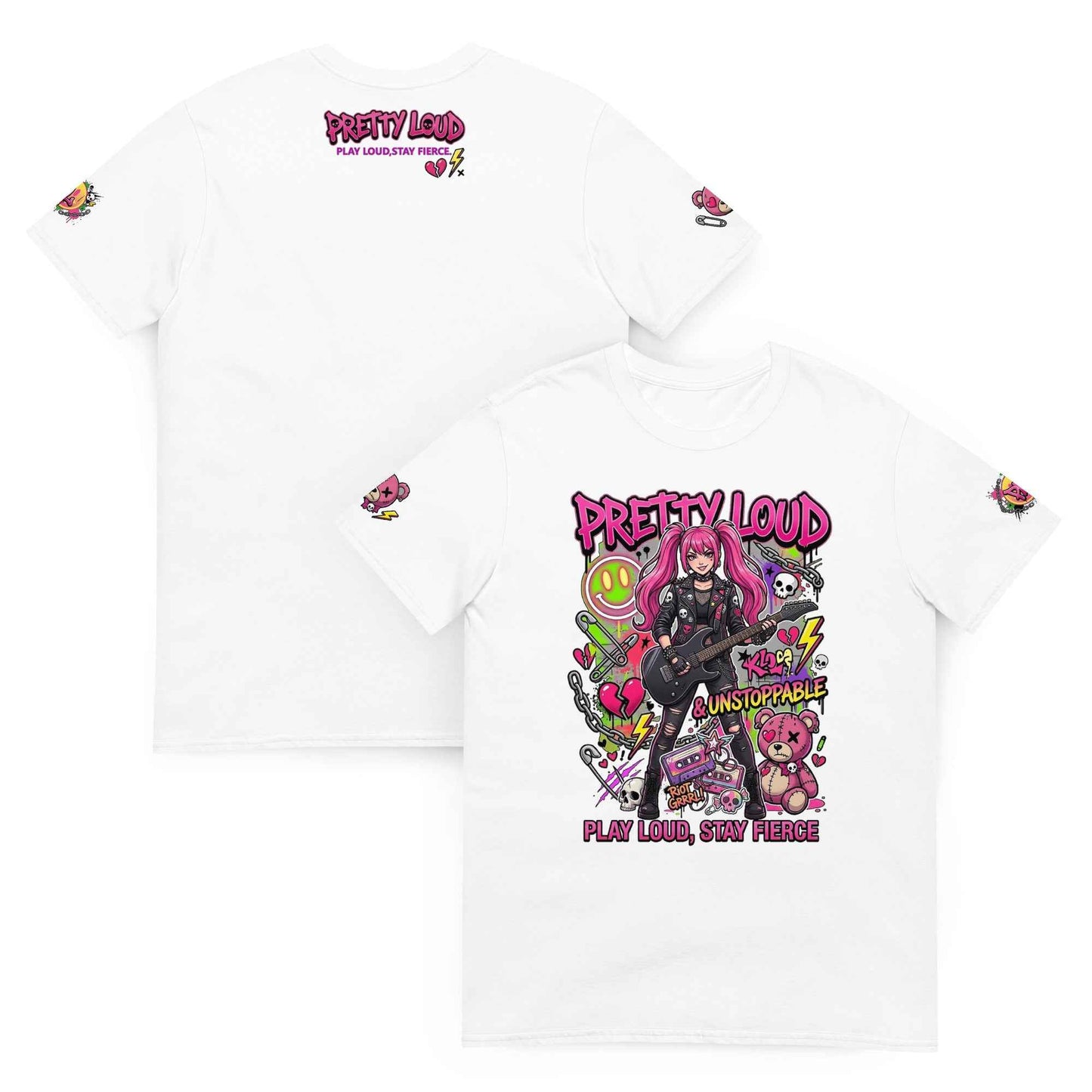 Louder Than Rules – Punk Girl Electric Guitar Graphic T-Shirt | Rock Rebel Streetwear Tee | Masatonia