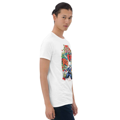 Inoshika-Cho Japanese Samurai T-Shirt – Hanafuda Boar, Deer & Butterfly Graphic