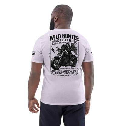 WILD LADY HUNTER T-Shirt - Monotone Biker Graphic Tee | Front, Back & Sleeve Prints | OVERDRIVE Edition | European Fashion Fit