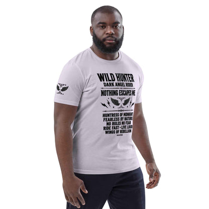 WILD LADY HUNTER T-Shirt - Monotone Biker Graphic Tee | Front, Back & Sleeve Prints | OVERDRIVE Edition | European Fashion Fit